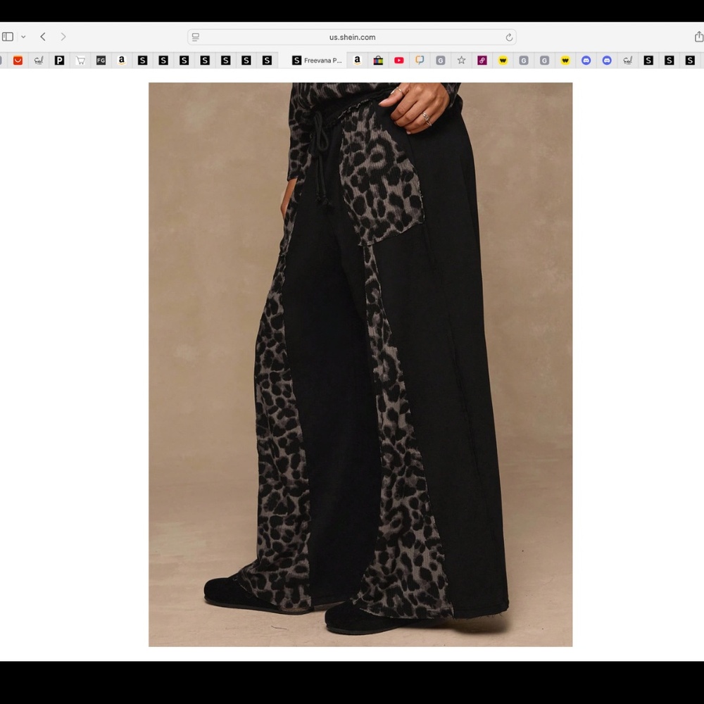 Plus Leopard Print High Waisted Pockets Wide leg Lounge Pants - Picture 4 of 5
